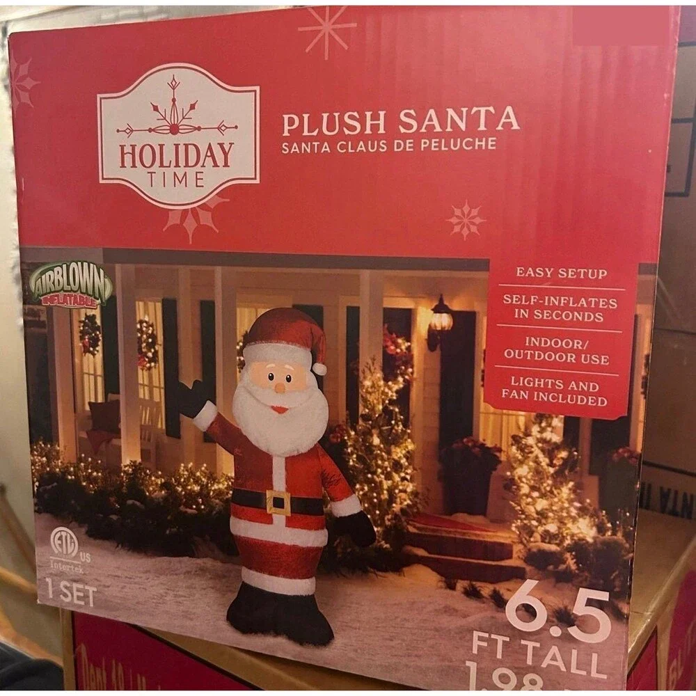 6ft Plush Santa Christmas Holiday Airblown Inflatable